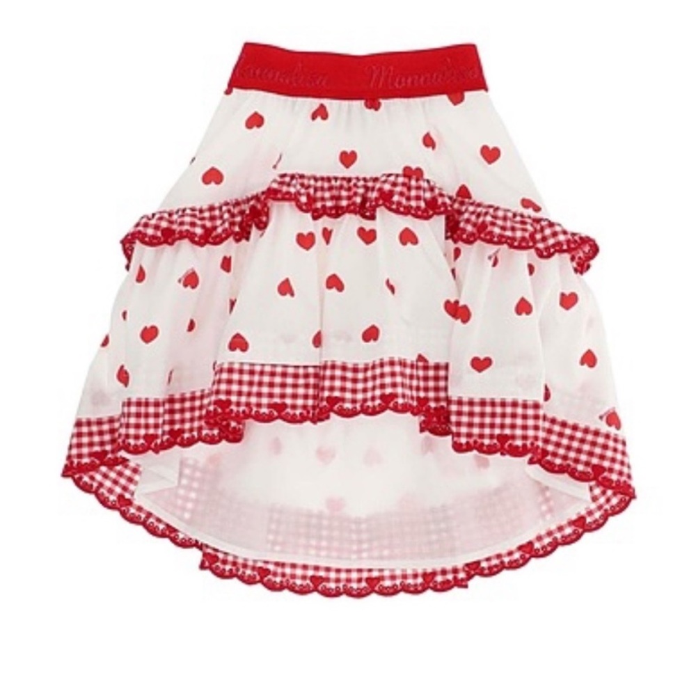Monnalisa, heart print hi-low skirt, 8 y.o.